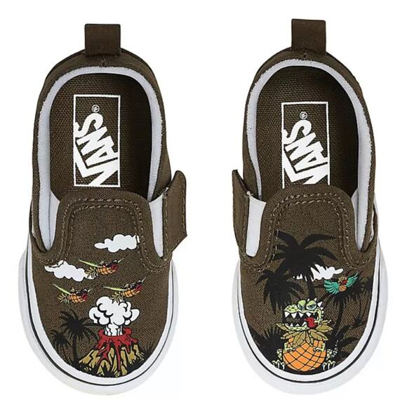 NEW Vans Toddler Dineapple Floral Slip-On V Shoes 2.5T